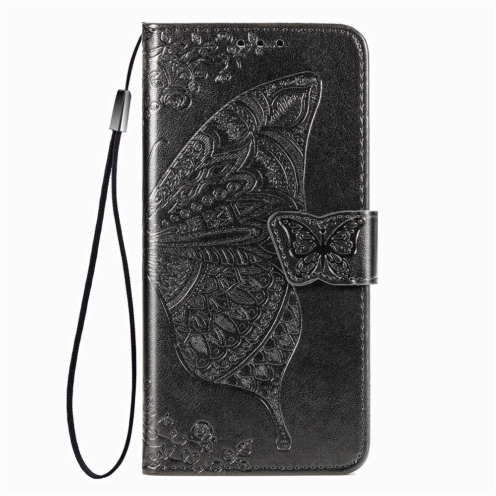 Imprint Big Butterfly Leather Wallet Phone Shell for Xiaomi Mi 10T Lite 5G / Xiaomi Redmi Note 9 Pro 5G / Xiaomi Mi 10i 5G - Black-10