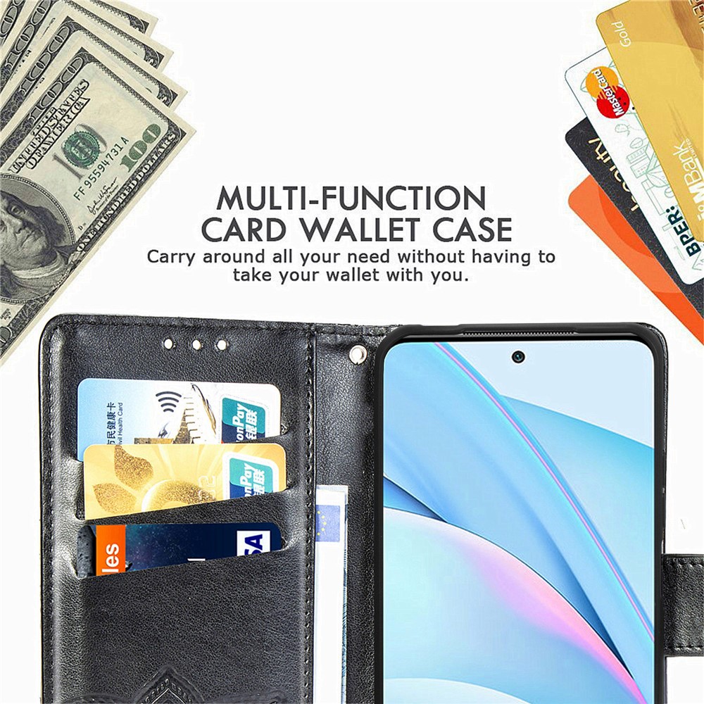 Imprint Big Butterfly Leather Wallet Phone Shell for Xiaomi Mi 10T Lite 5G / Xiaomi Redmi Note 9 Pro 5G / Xiaomi Mi 10i 5G - Black-13