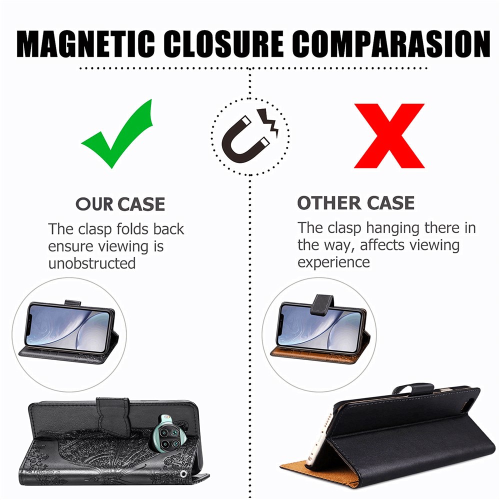 Imprint Big Butterfly Leather Wallet Phone Shell for Xiaomi Mi 10T Lite 5G / Xiaomi Redmi Note 9 Pro 5G / Xiaomi Mi 10i 5G - Black-14