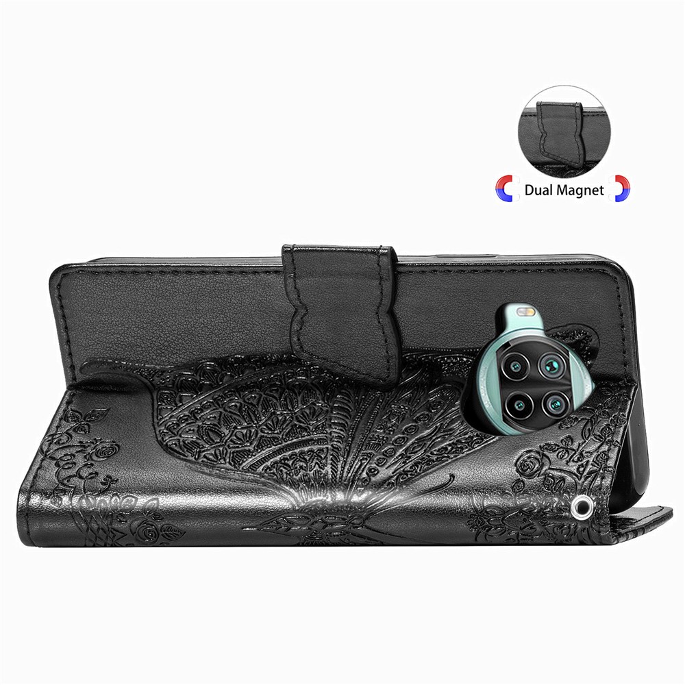 Imprint Big Butterfly Leather Wallet Phone Shell for Xiaomi Mi 10T Lite 5G / Xiaomi Redmi Note 9 Pro 5G / Xiaomi Mi 10i 5G - Black-7