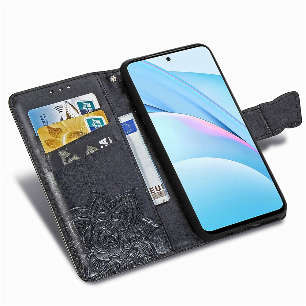 Imprint Big Butterfly Leather Wallet Phone Shell for Xiaomi Mi 10T Lite 5G / Xiaomi Redmi Note 9 Pro 5G / Xiaomi Mi 10i 5G - Black-8
