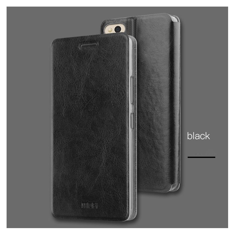MOFI Rui Series Built-in Steel Sheet Leather Phone Cover With Stand for Xiaomi Mi 5c - Black-1