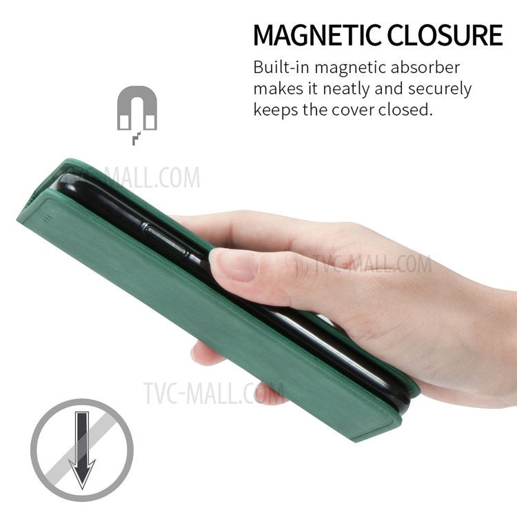 Auto-absorbed Vintage PU Leather Phone Casing for Xiaomi Mi 11 - Green-10