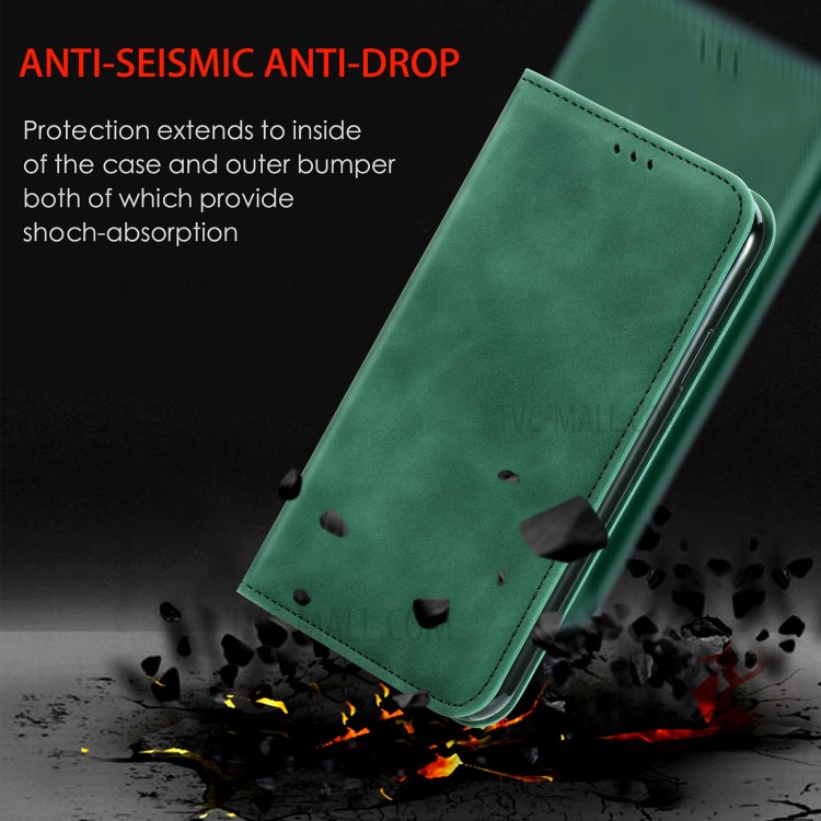 Auto-absorbed Vintage PU Leather Phone Casing for Xiaomi Mi 11 - Green-13