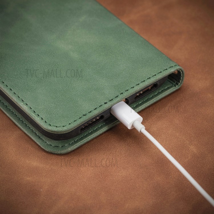 Auto-absorbed Vintage PU Leather Phone Casing for Xiaomi Mi 11 - Green-21