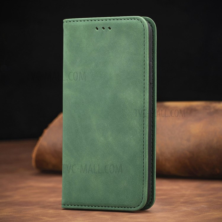 Auto-absorbed Vintage PU Leather Phone Casing for Xiaomi Mi 11 - Green-22