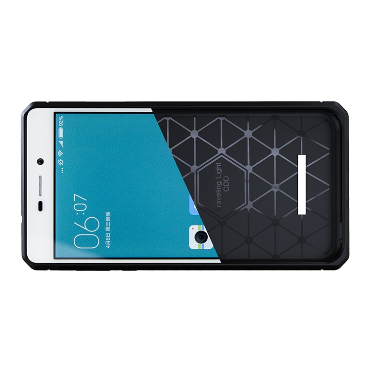 For Xiaomi Redmi 3/3s/3pro/3x Carbon Fibre Texture Non-slip Brushed Thin TPU Phone Casing - Black-4