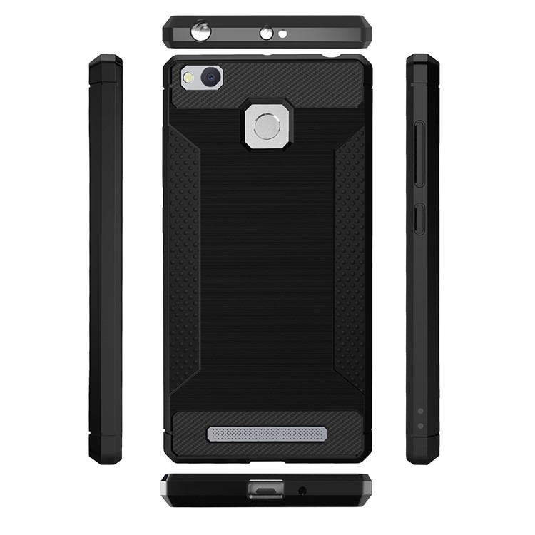 For Xiaomi Redmi 3/3s/3pro/3x Carbon Fibre Texture Non-slip Brushed Thin TPU Phone Casing - Black-6