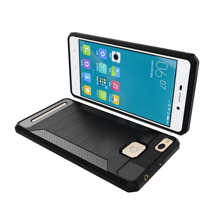 For Xiaomi Redmi 3/3s/3pro/3x Carbon Fibre Texture Non-slip Brushed Thin TPU Phone Casing - Black-8