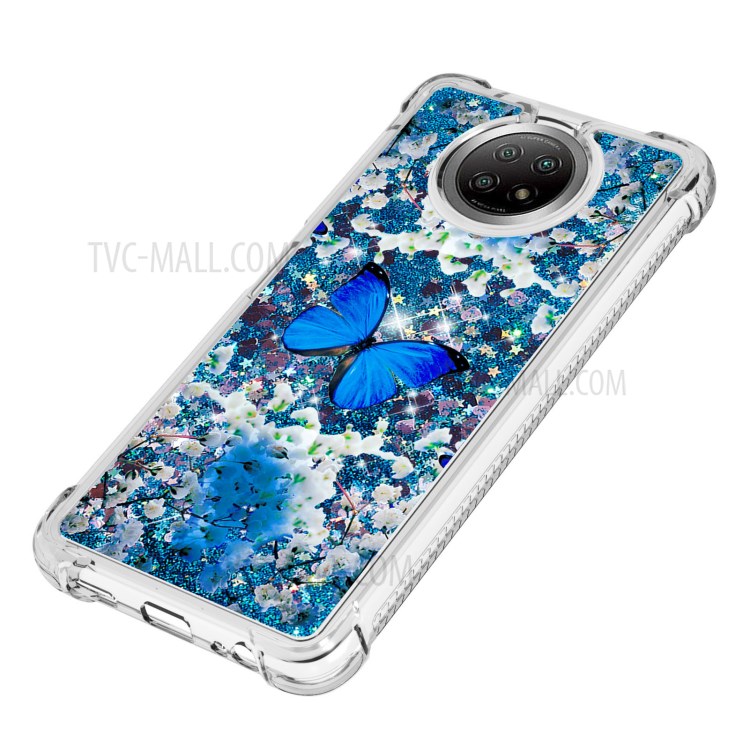 Glitter Sequins Quicksand Design TPU Phone Protective Shell with Pattern for Xiaomi Redmi Note 9T 5G / Note 9 5G - Blue Butterfly-6