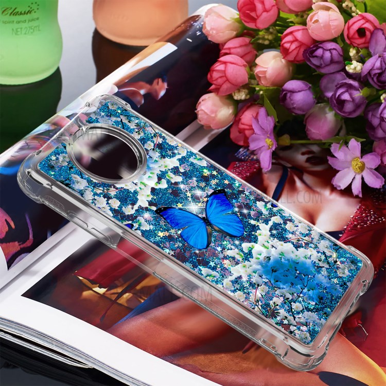 Glitter Sequins Quicksand Design TPU Phone Protective Shell with Pattern for Xiaomi Redmi Note 9T 5G / Note 9 5G - Blue Butterfly-7