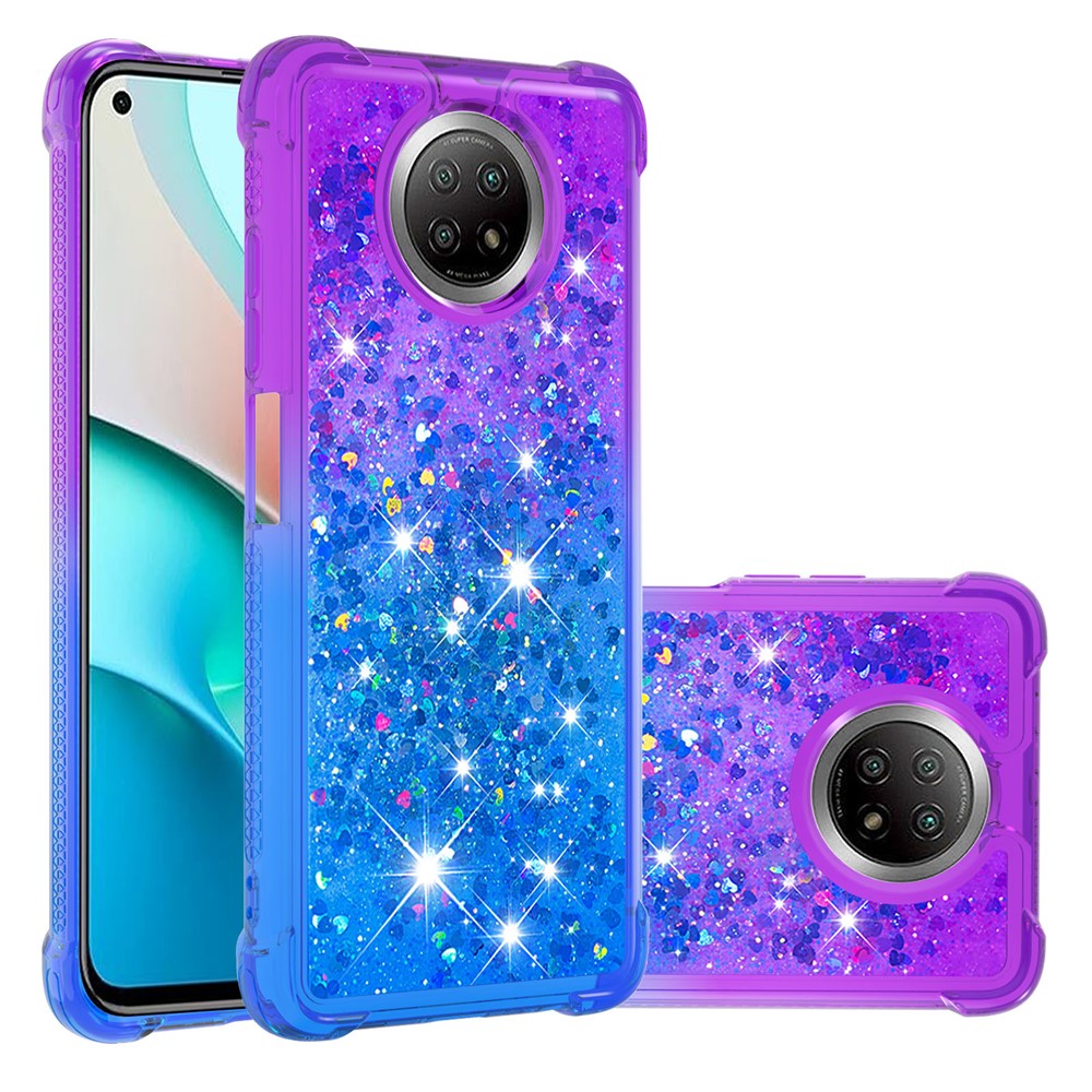 Glitter Sequins Quicksand Design TPU Phone Protective Shell for Xiaomi Redmi Note 9 5G / Xiaomi Redmi Note 9T 5G - Purple+Blue-1