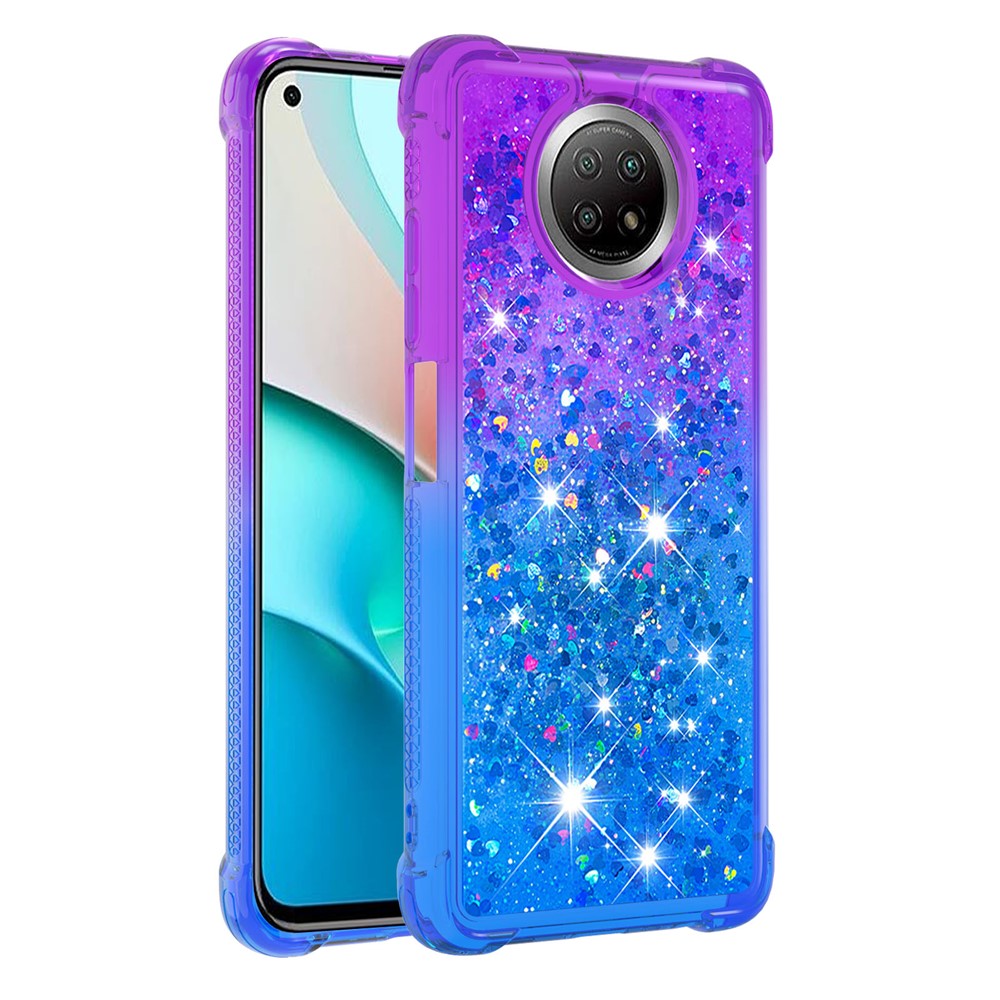Glitter Sequins Quicksand Design TPU Phone Protective Shell for Xiaomi Redmi Note 9 5G / Xiaomi Redmi Note 9T 5G - Purple+Blue-3