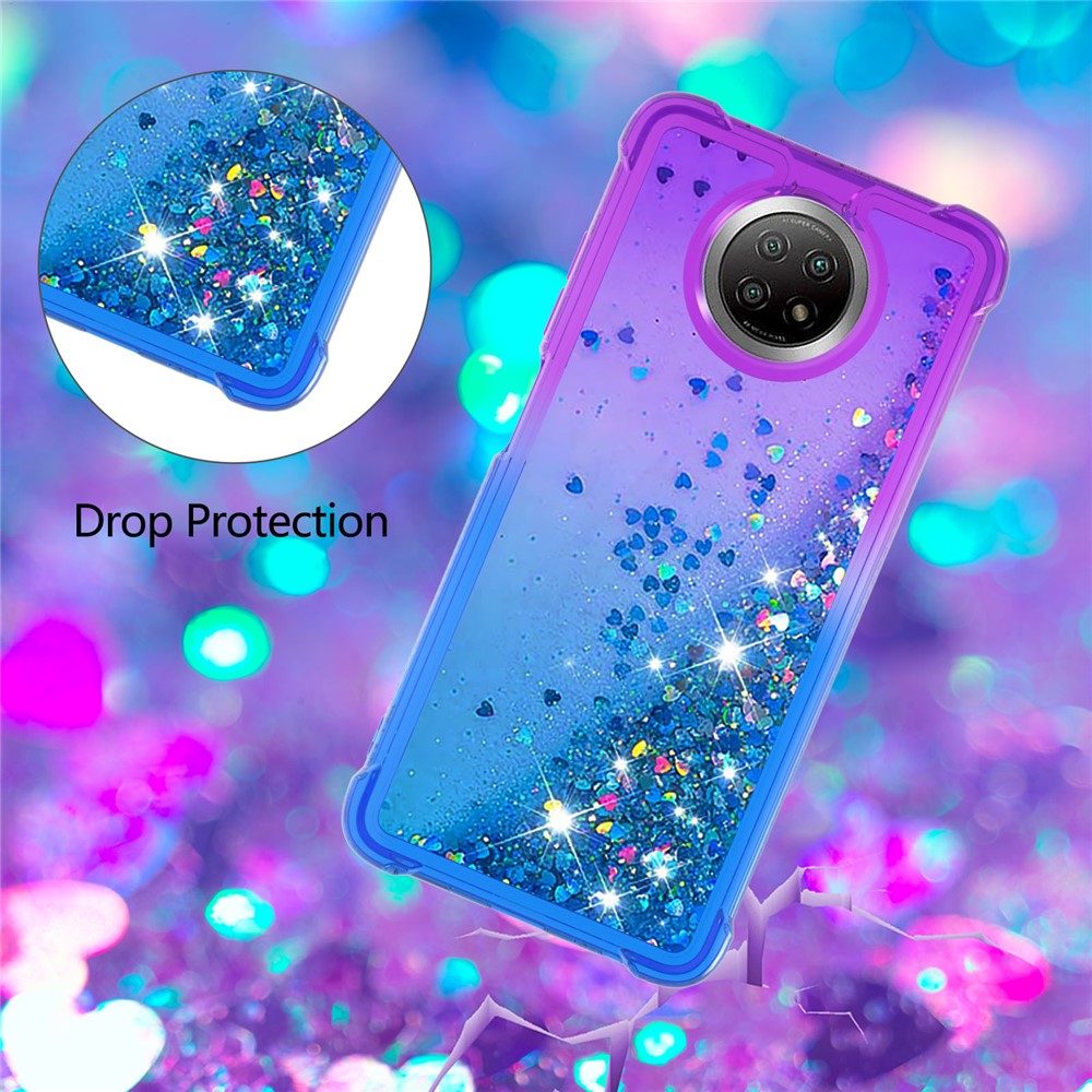 Glitter Sequins Quicksand Design TPU Phone Protective Shell for Xiaomi Redmi Note 9 5G / Xiaomi Redmi Note 9T 5G - Purple+Blue-5