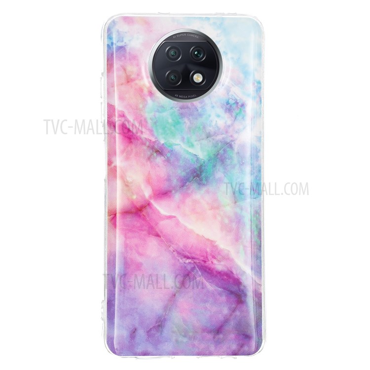 Cover Posteriore Morbido TPU Flessibile di Stampa a Motivi in ​​marmo IMD Anti-drop Per Xiaomi Redmi Note 9T 5G/Redmi Nota 9 5G - Cielo Stellato Rosa/verde