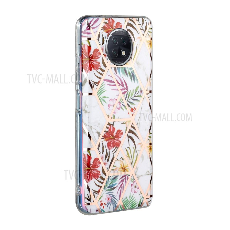 Anti-Drop Electroplating IMD Marble Pattern Splicing Case for Xiaomi Redmi Note 9T 5G/Redmi Note 9 5G TPU Protector Cover - Rainforest-2