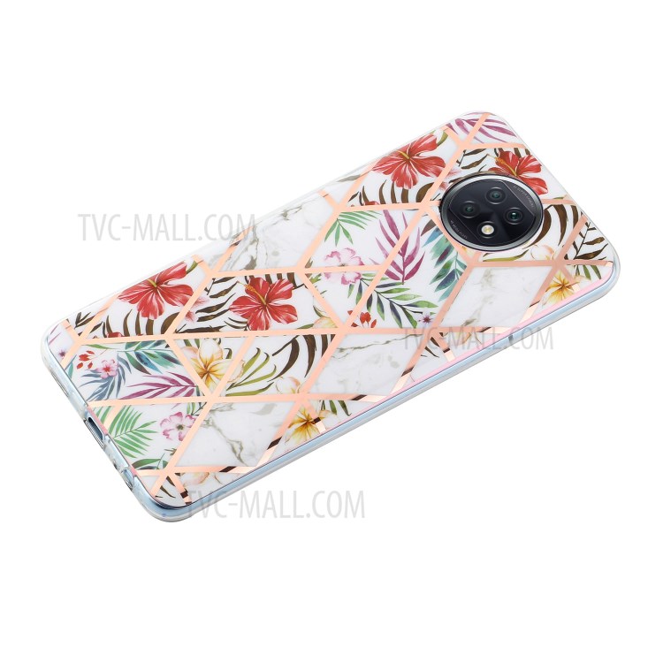 Anti-Drop Electroplating IMD Marble Pattern Splicing Case for Xiaomi Redmi Note 9T 5G/Redmi Note 9 5G TPU Protector Cover - Rainforest-3
