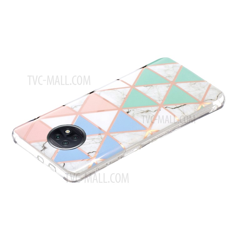 Caso de Emenda de Padrão de Mármore IMD Anti-Drop Para Xiaomi Redmi Note 9T 5G/Redmi Nota 9 5G TPU Protetor Cober - Azul/branco/verde/rosa-2