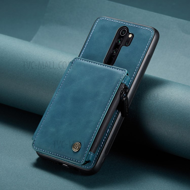 CASEME C20 Zipper Pocket Design PU Leather Coated TPU Phone Case with Wallet and Stand for Xiaomi Redmi Note 8 Pro - Blue-2
