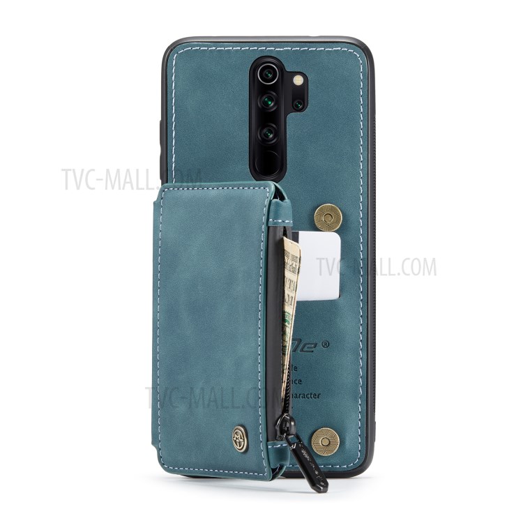 CASEME C20 Zipper Pocket Design PU Leather Coated TPU Phone Case with Wallet and Stand for Xiaomi Redmi Note 8 Pro - Blue-9