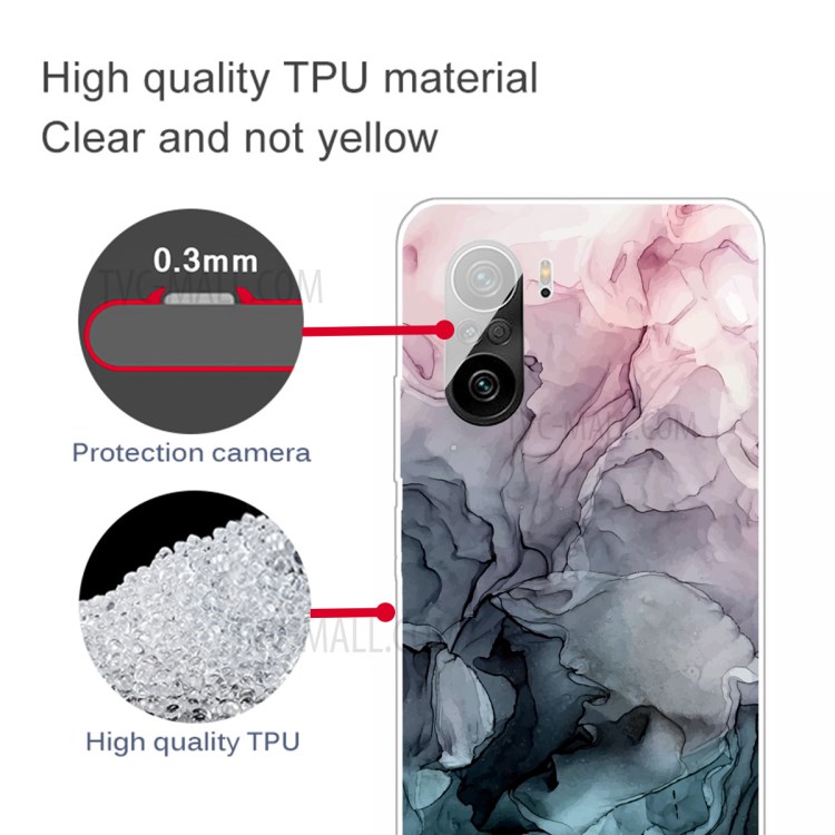 Anti-Scratch Anti-Drop Transparent Marble Pattern Printing Case for Xiaomi Redmi K40/K40 Pro - Style A-3