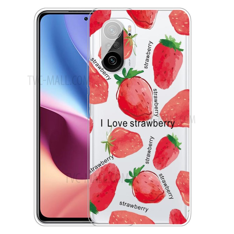 Pattern Printing Flexible TPU Phone Case for Xiaomi Redmi K40 Pro / Redmi K40 - Strawberry-1