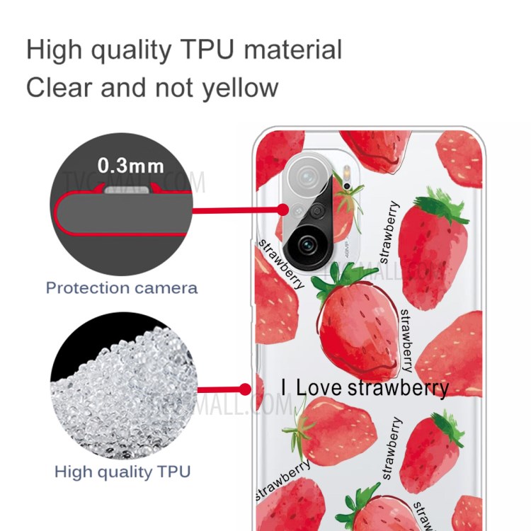 Pattern Printing Flexible TPU Phone Case for Xiaomi Redmi K40 Pro / Redmi K40 - Strawberry-2