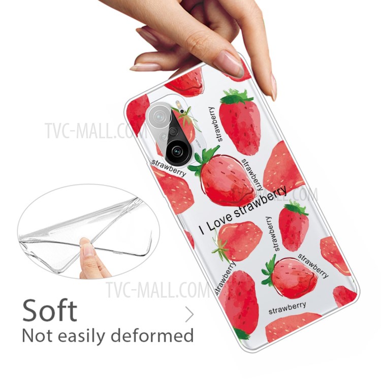 Pattern Printing Flexible TPU Phone Case for Xiaomi Redmi K40 Pro / Redmi K40 - Strawberry-3