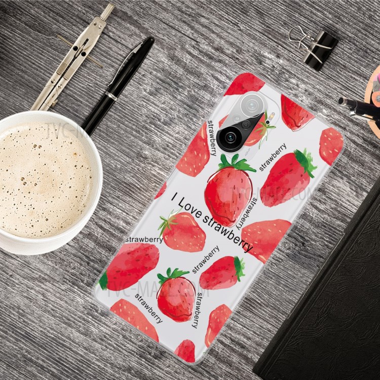 Pattern Printing Flexible TPU Phone Case for Xiaomi Redmi K40 Pro / Redmi K40 - Strawberry-4