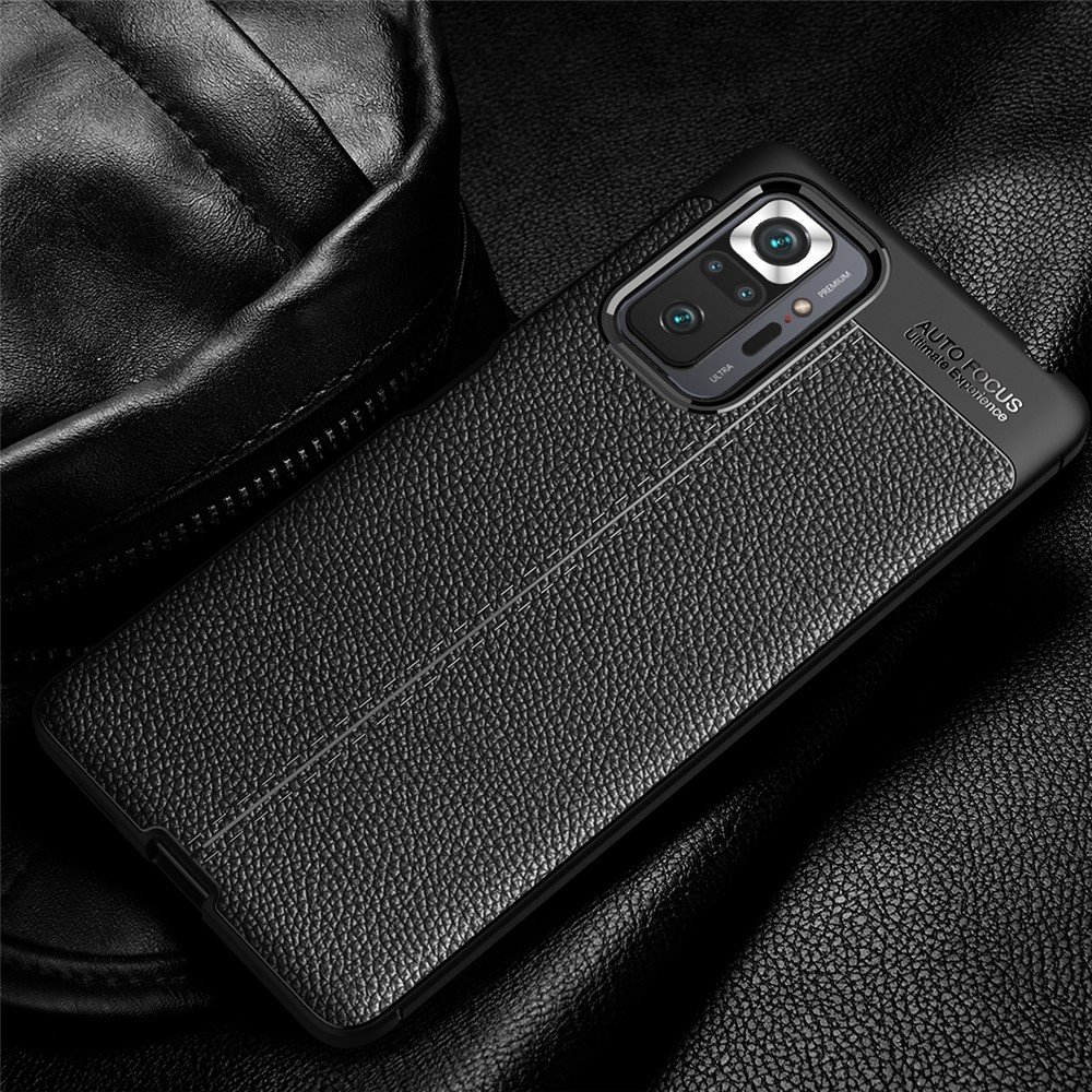 Litchi Grain Soft TPU Protector Copertina Del Telefono Cellulare Case Per Xiaomi Redmi Note 10 Pro - Nero