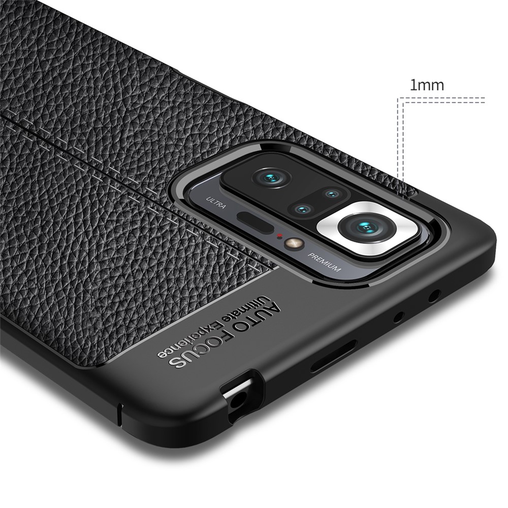 Litchi Grain Soft TPU Protector Mobile Phone Cover Case for Xiaomi Redmi Note 10 Pro - Black-6