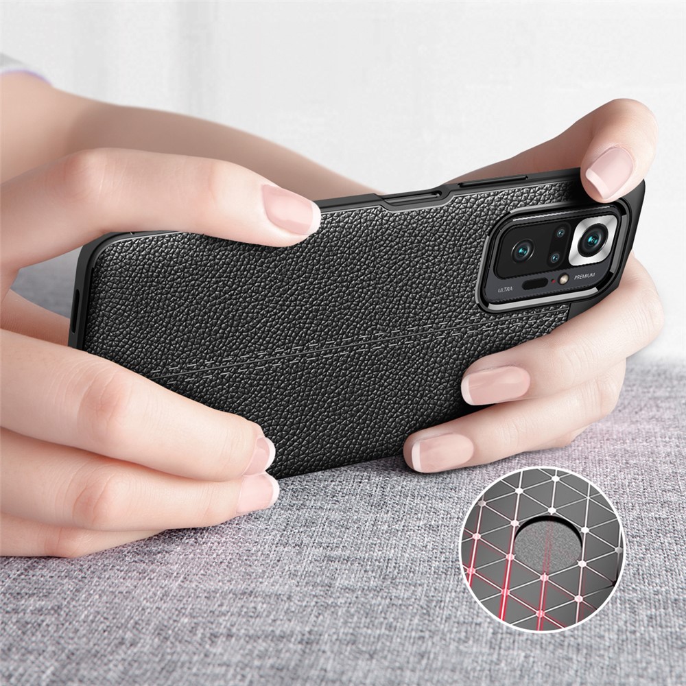Litchi Grain Soft TPU Protector Mobile Phone Cover Case for Xiaomi Redmi Note 10 Pro - Black-8