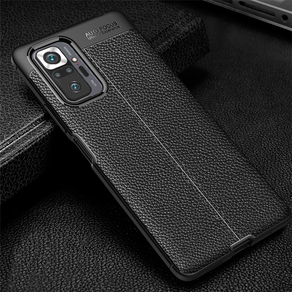 Litchi Grain Soft TPU Protector Copertina Del Telefono Cellulare Case Per Xiaomi Redmi Note 10 Pro - Nero