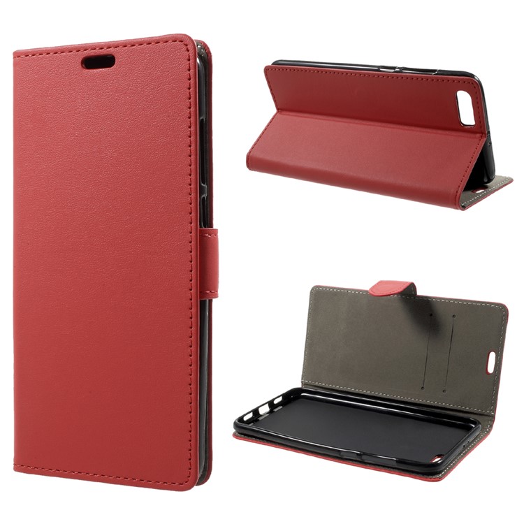 Magnetic Folio Leather Wallet Phone Cover with Stand for Xiaomi Mi 6 Plus - Red-1