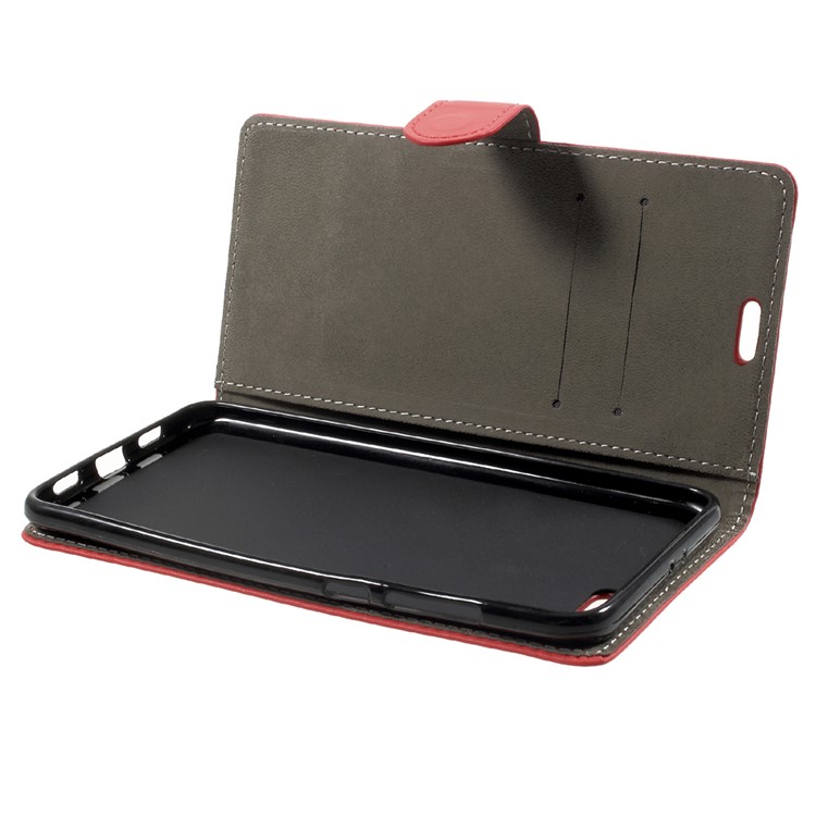 Magnetic Folio Leather Wallet Phone Cover with Stand for Xiaomi Mi 6 Plus - Red-5