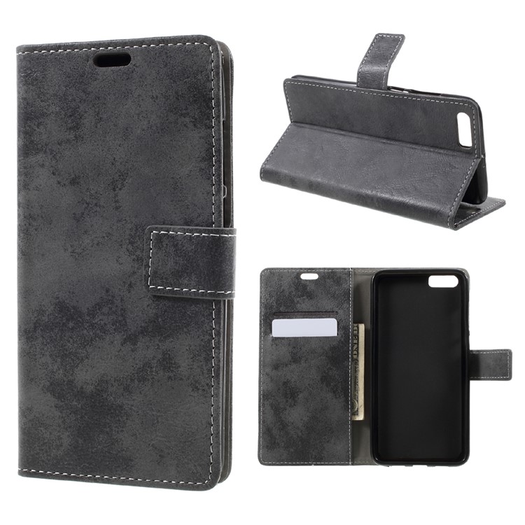 Vintage Wallet Leather Mobile Phone Shell for Xiaomi Mi 6 Plus - Grey-1