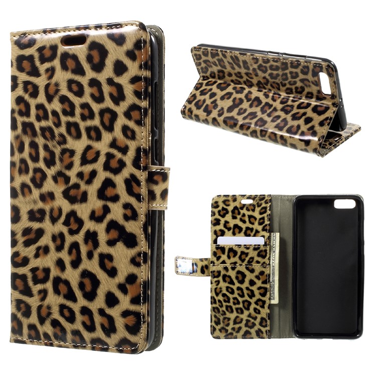 Leopard Pattern Wallet Leather Flip Stand Mobile Phone Case for Xiaomi Mi 6 Plus-1