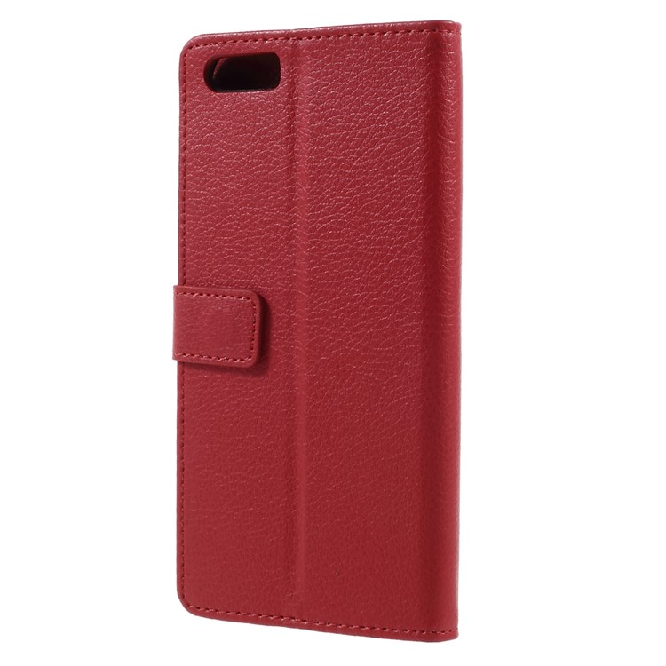 Litchi Texture Leather Stand Phone Cover with Card Slots for Xiaomi Mi 6 Plus - Red-2