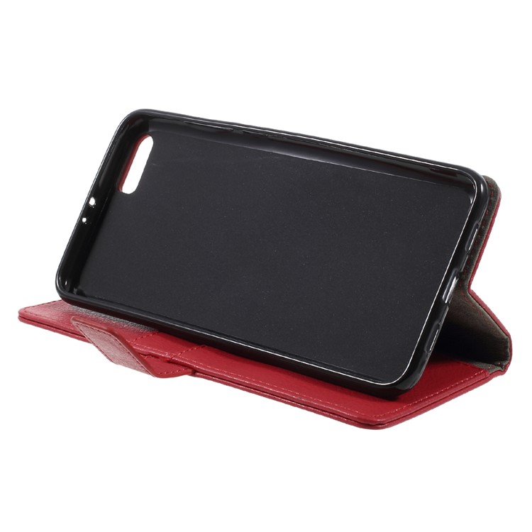 Litchi Texture Leather Stand Phone Cover with Card Slots for Xiaomi Mi 6 Plus - Red-3