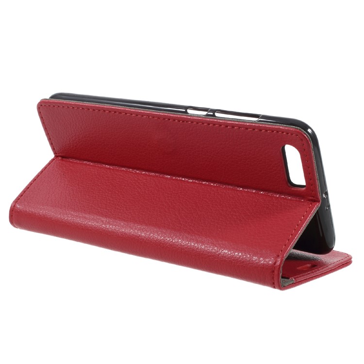 Litchi Texture Leather Stand Phone Cover with Card Slots for Xiaomi Mi 6 Plus - Red-4