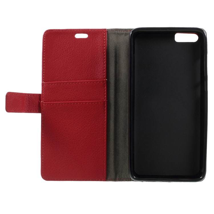 Litchi Texture Leather Stand Phone Cover with Card Slots for Xiaomi Mi 6 Plus - Red-5