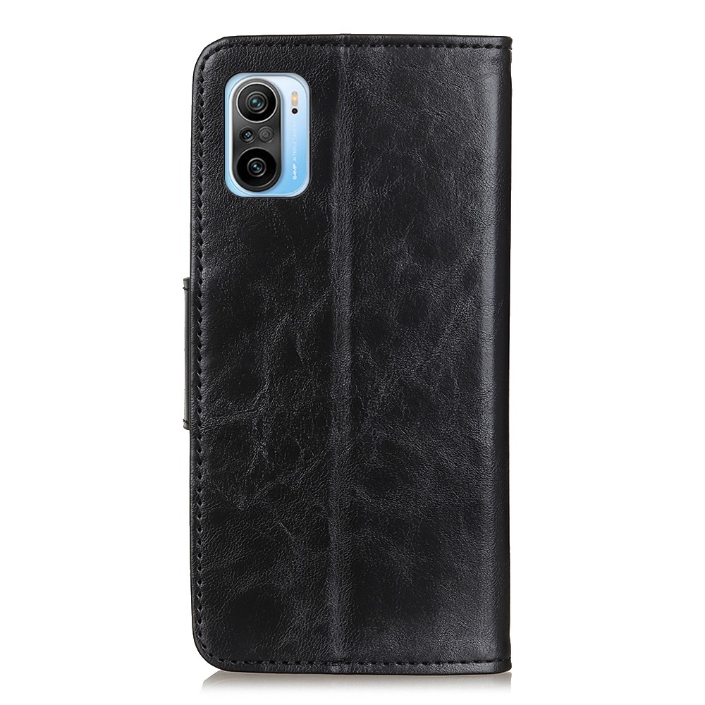 Crazy Horse Texture Split Leather Wallet Stand Phone Case Cover for Xiaomi Redmi K40 Pro / Redmi K40 - Black-8