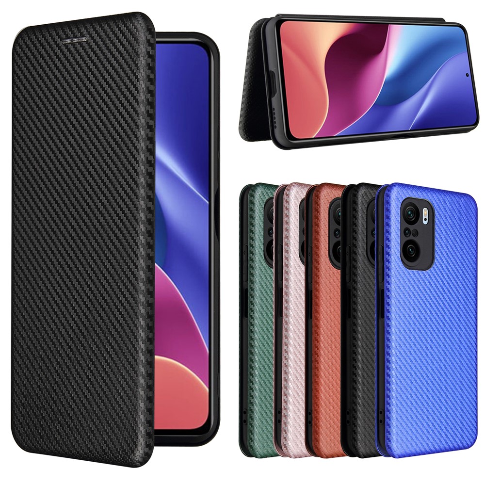 Auto-absorbed Stand Carbon Fiber Texture Leather Shell Cover for Xiaomi Redmi K40 Pro / Redmi K40 / Redmi K40 Pro+ / Mi 11i / Poco F3 - Black-14
