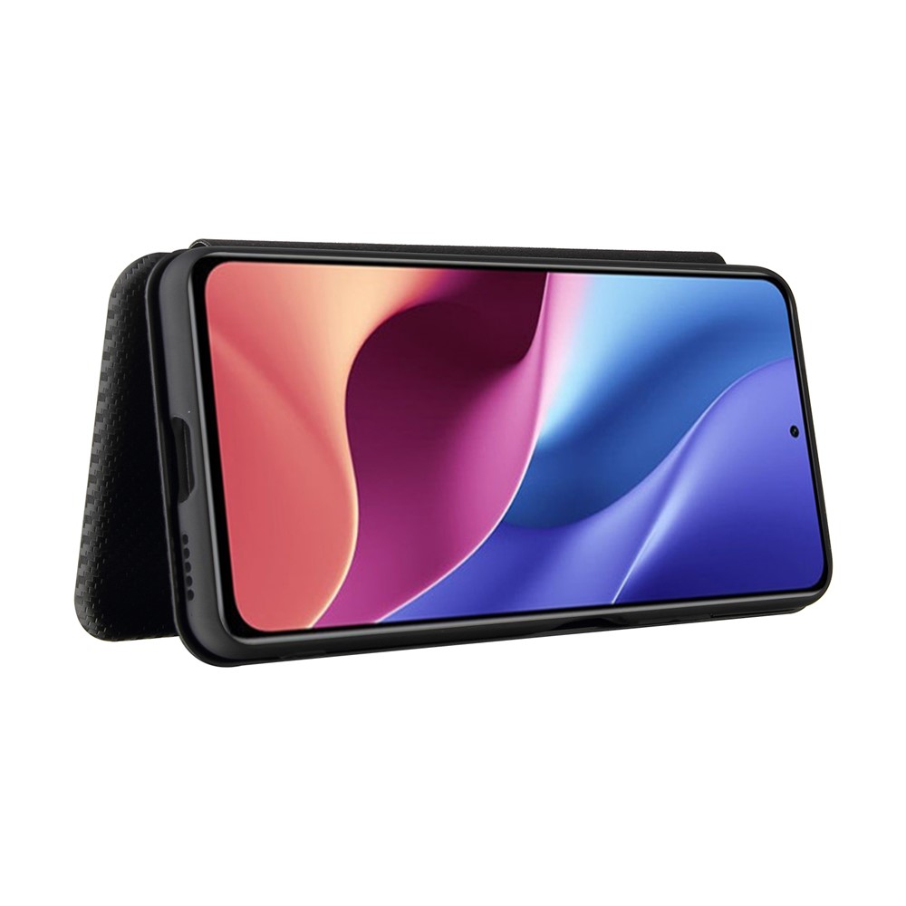 Auto-absorbed Stand Carbon Fiber Texture Leather Shell Cover for Xiaomi Redmi K40 Pro / Redmi K40 / Redmi K40 Pro+ / Mi 11i / Poco F3 - Black-4