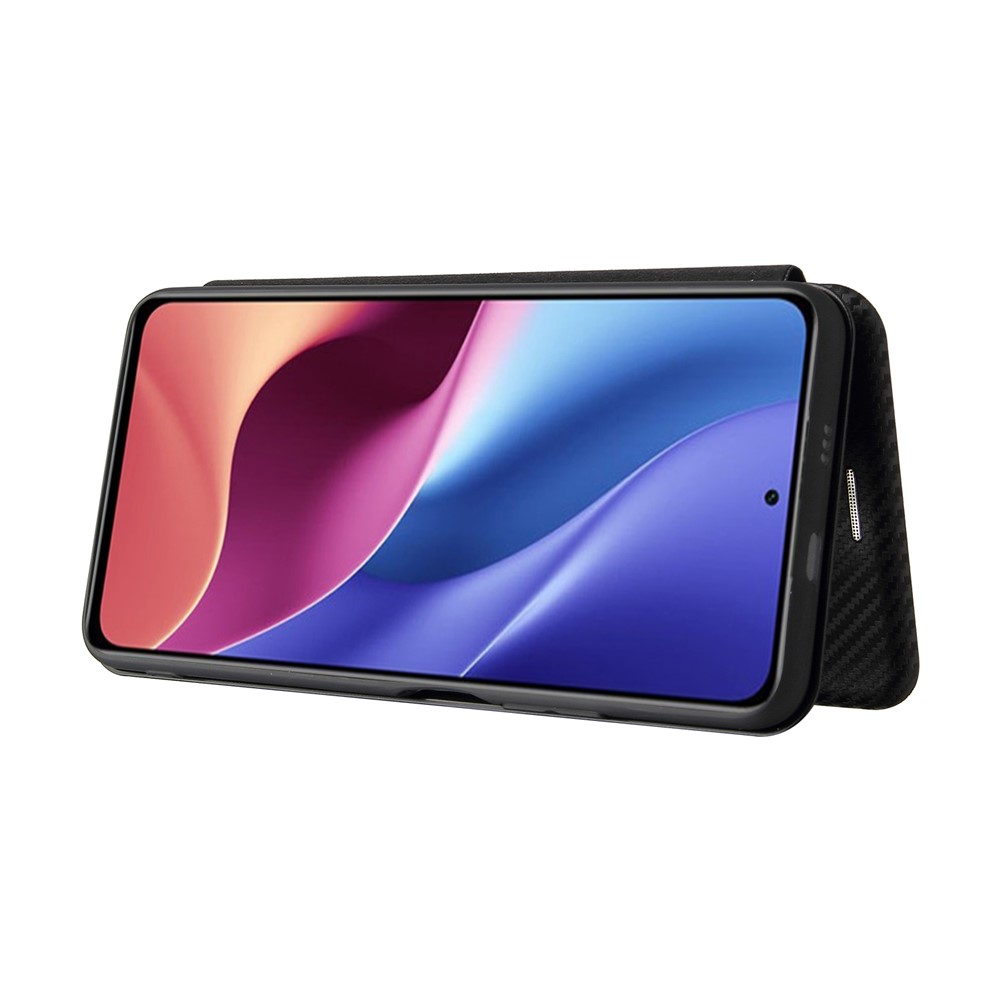 Auto-absorbed Stand Carbon Fiber Texture Leather Shell Cover for Xiaomi Redmi K40 Pro / Redmi K40 / Redmi K40 Pro+ / Mi 11i / Poco F3 - Black-5