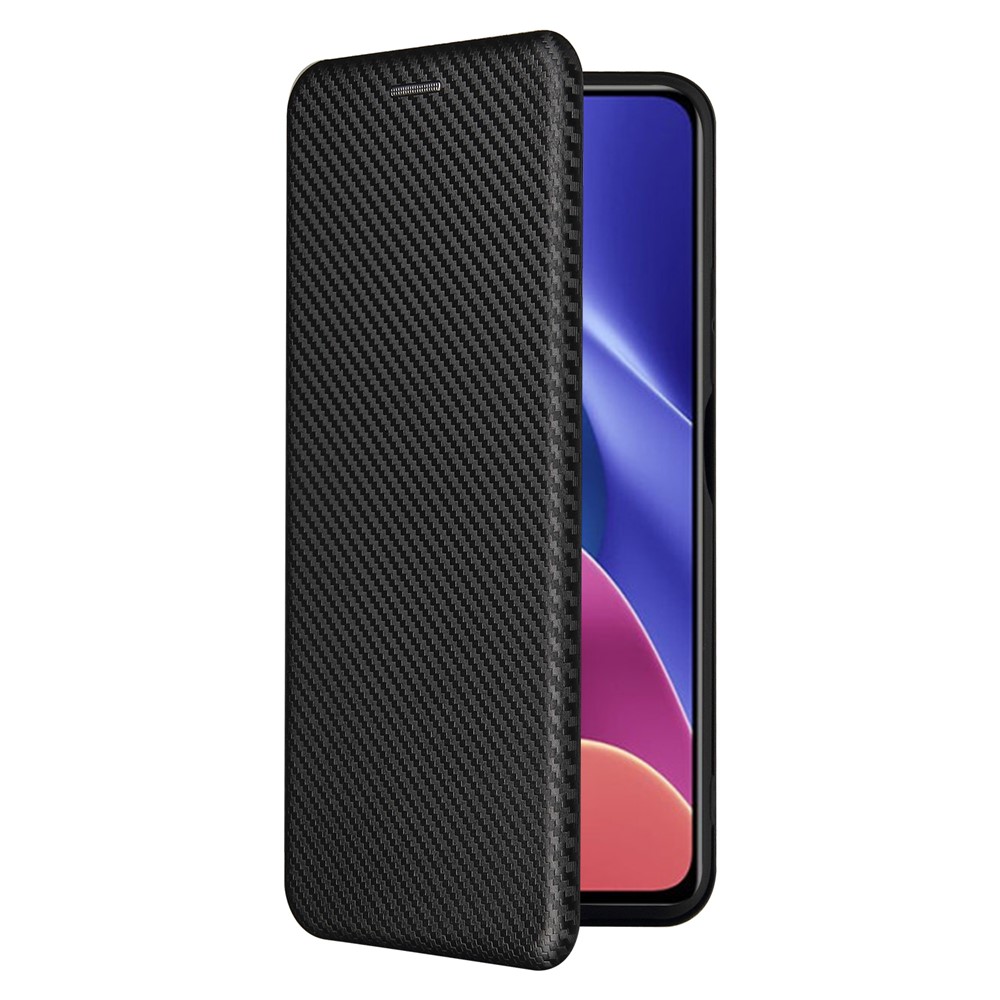 Automatisch Absorbierte Stand Carbonfaser Textur Lederschale Deckung Für Xiaomi Redmi K40 Pro / Redmi K40 / Redmi K40 Pro+ / Mi 11i / Poco F3 - Schwarz