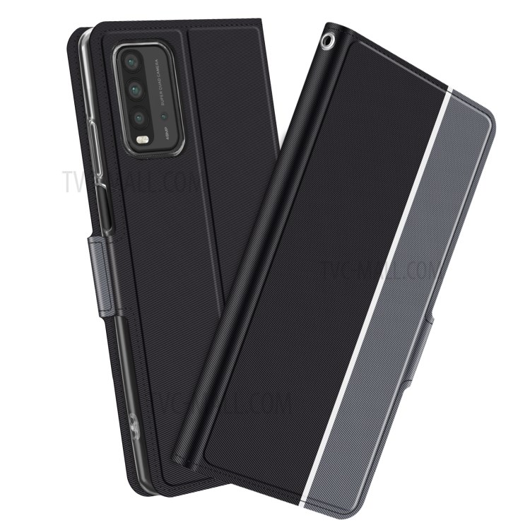 BaiYu Series Leather Stand Case with Card Slots and Strap for Xiaomi Redmi 9T/9 Power/Note 9 4G (Qualcomm Snapdragon 662) - Black-1