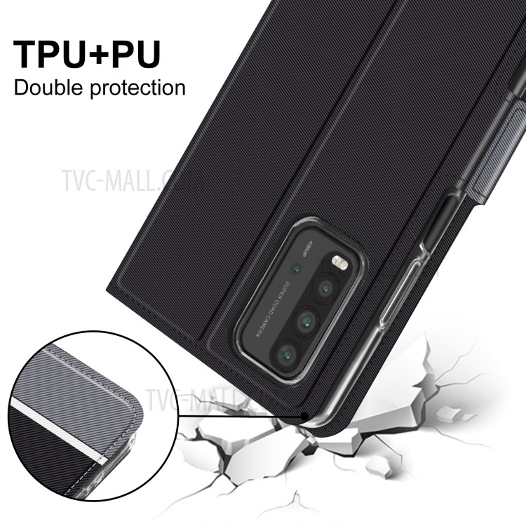 BaiYu Series Leather Stand Case with Card Slots and Strap for Xiaomi Redmi 9T/9 Power/Note 9 4G (Qualcomm Snapdragon 662) - Black-10
