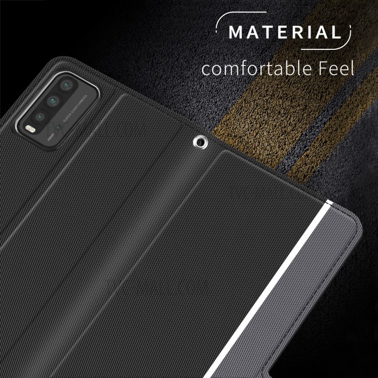 BaiYu Series Leather Stand Case with Card Slots and Strap for Xiaomi Redmi 9T/9 Power/Note 9 4G (Qualcomm Snapdragon 662) - Black-7