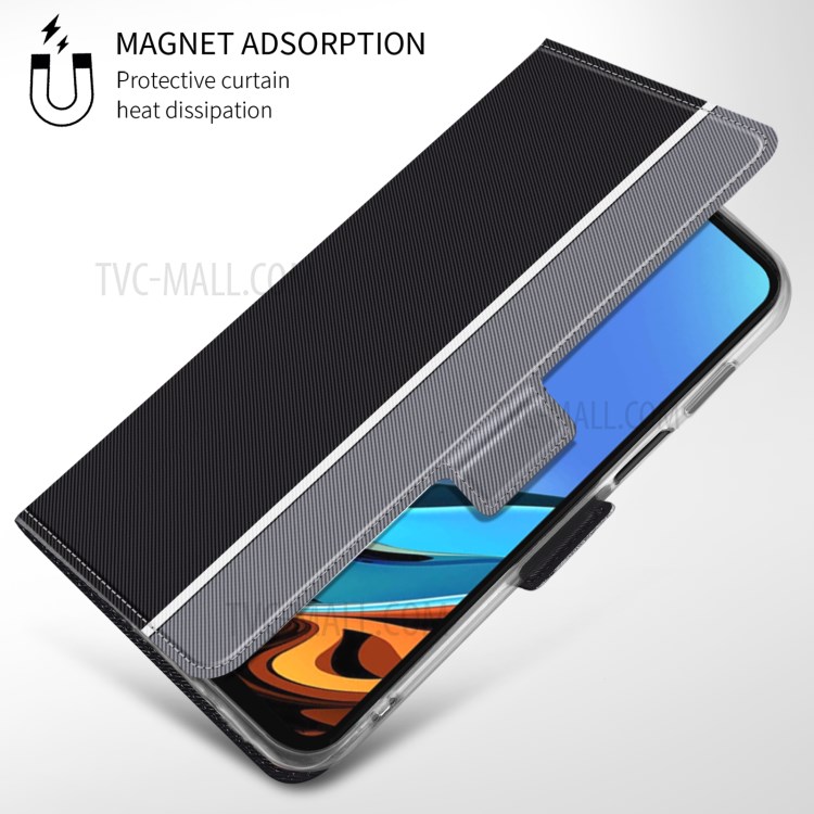 BaiYu Series Leather Stand Case with Card Slots and Strap for Xiaomi Redmi 9T/9 Power/Note 9 4G (Qualcomm Snapdragon 662) - Black-9